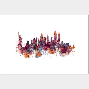 New York skyline watercolor Posters and Art